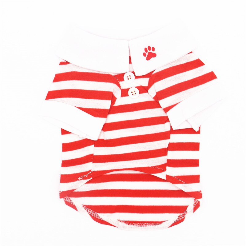 Kæledyr hund veste marineblå stribe bomuld hvalp t-shirts hund sommer afslappet tøj til lille hund bamse chihuahua: Rød / Xs