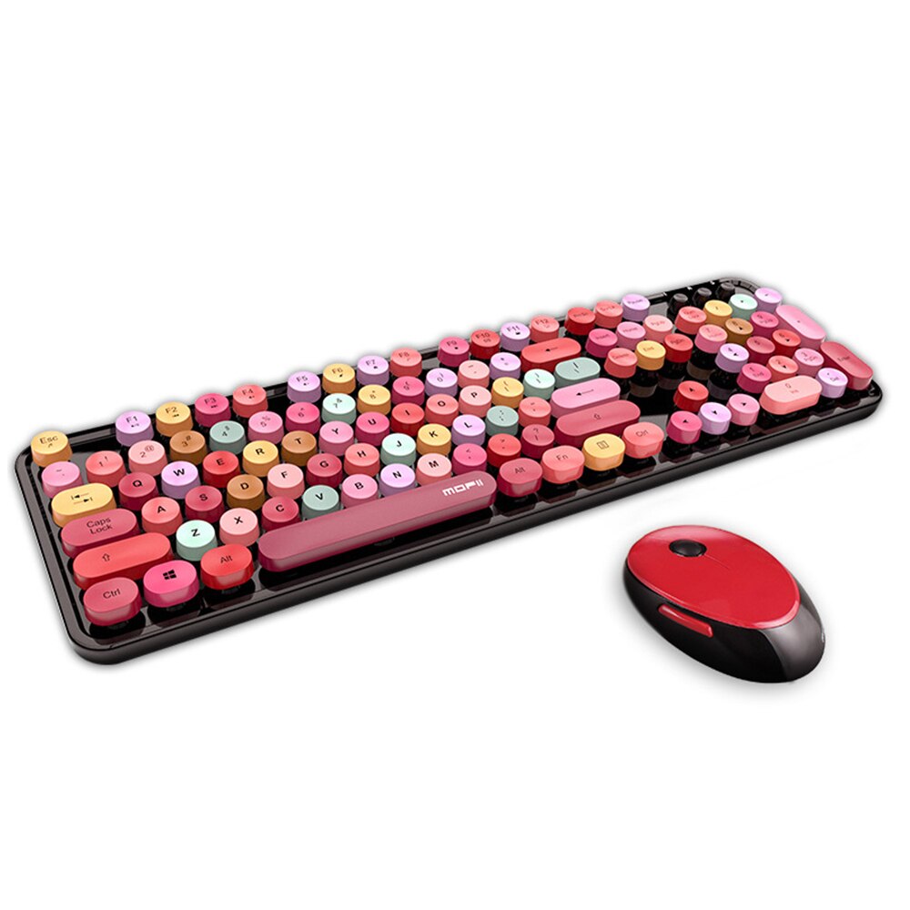 Kit clavier et souris sans fil multicolores 2 en 1, 1600DPI, émetteur-récepteur de signal USB étanche, adapté aux jeux et ordinateurs portables de bureau à domicile: Lipstick mixed color