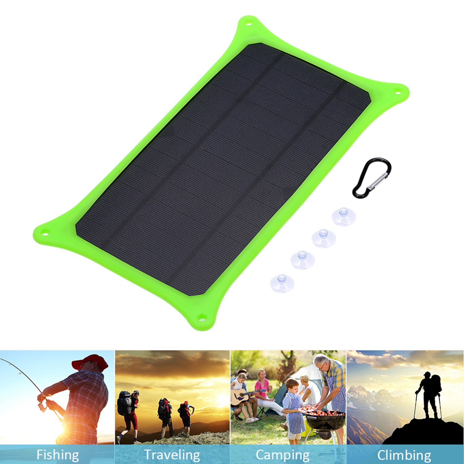 6W 6V Solar Panel with USB Port Monocrystalline Silicon Solar Cell for Outdoor Camping Climbing Hiking Travel Solar Panel