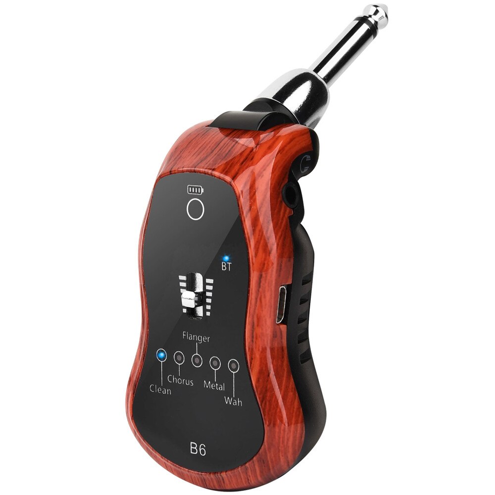 Mini amplificador de auriculares para guitarra eléctrica, transmisor inalámbrico de 5 Efectos, Audio de 6 canales para bajo eléctrico