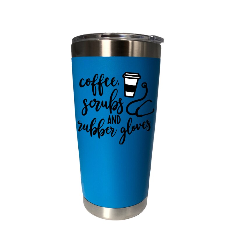 d'infirmière 30 oz gobelet voyage voiture bière tasse vide flacons isolés en acier inoxydable Thermos tasses à café: 20 oz sky blue