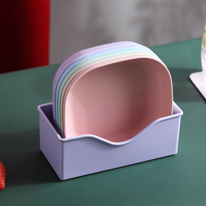 5/6 stk hvetehalm servise gjenbrukbart husholdningskrydder fast soyasaus salt snack liten tallerken kjøkkenutstyr