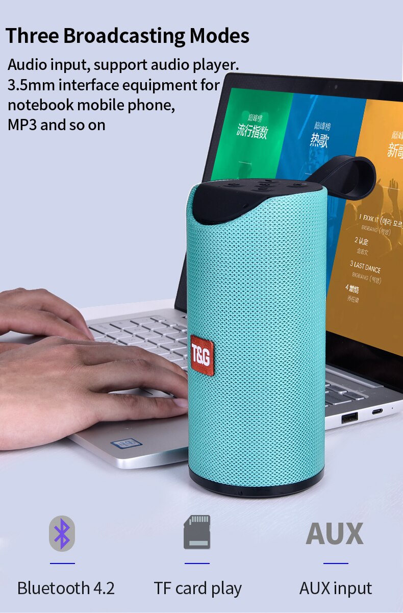 Altavoz TG113 altavoces inalámbricos Bluetooth subwoofer Perfil de llamada manos libres bajo estéreo compatible con tarjeta USB línea auxiliar en alta fidelidad