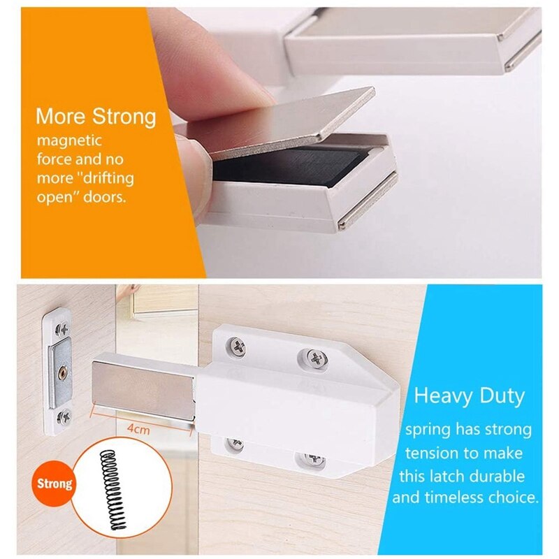 Push Latch Heavy Duty 4 Pack Push to Open Cabinet Hardware Magnetic Contact Latches for Large Door Push