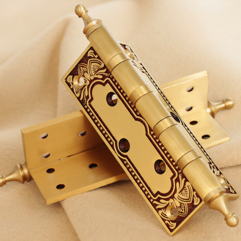 Charnière de porte en laiton de luxe européen, 5 pouces, charnière électrolytique haut de gamme, roulement silencieux, rétro, intérieur, 1 pièce