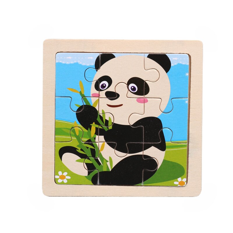 Intelligence Kids Toy Wooden 3D Puzzle Jigsaw Tangram for Children Baby Cartoon Animal/Traffic Puzzles Educational Learning Toys: Panda