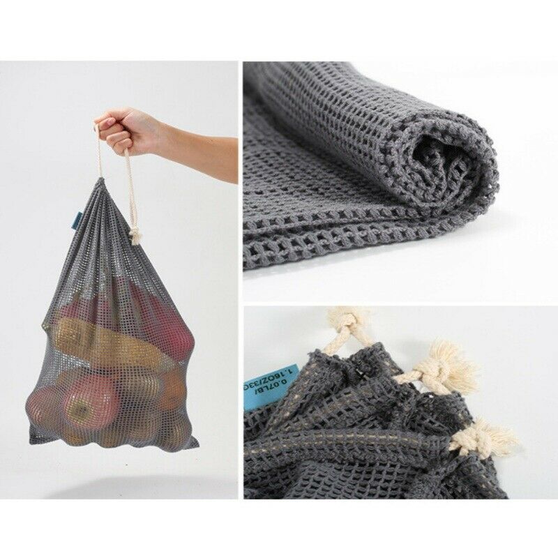 Keukengroenten voedselnet opbergzak boodschappentassen katoenen net trekkoordtas