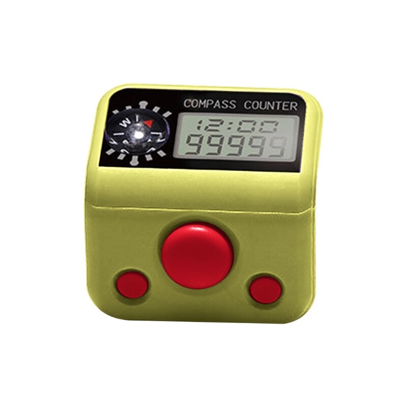 Finger Tally Counter with Compass Digital Electronic Tasbeeh Counters Lap Track Handheld Clicker Re-settable Counter B85C