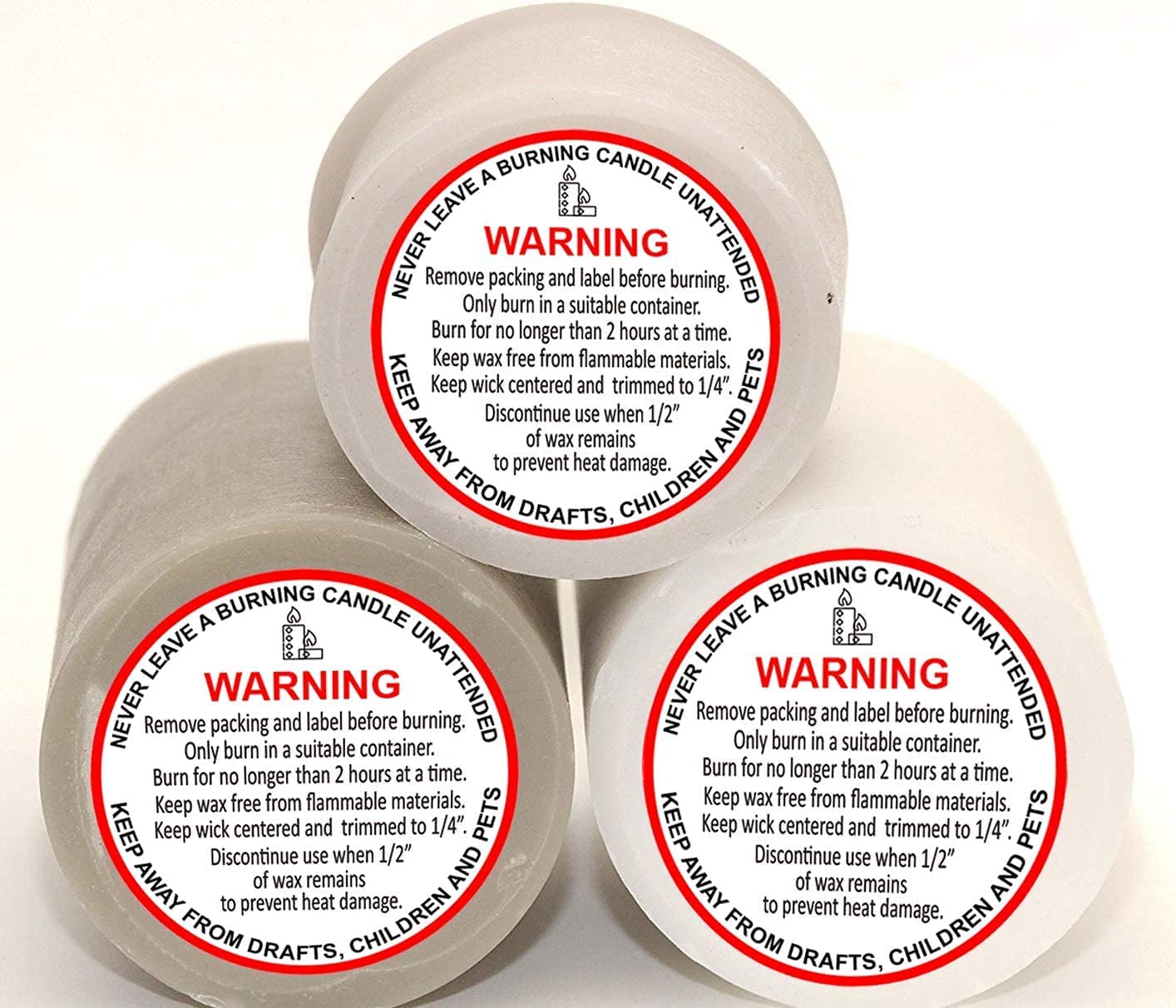 Autocollants d'avertissement de bougie 1.57 pouces | Étiquettes étanches pour pot de bougie, autocollants de sécurité pour la fonte de cire, 500 pouces