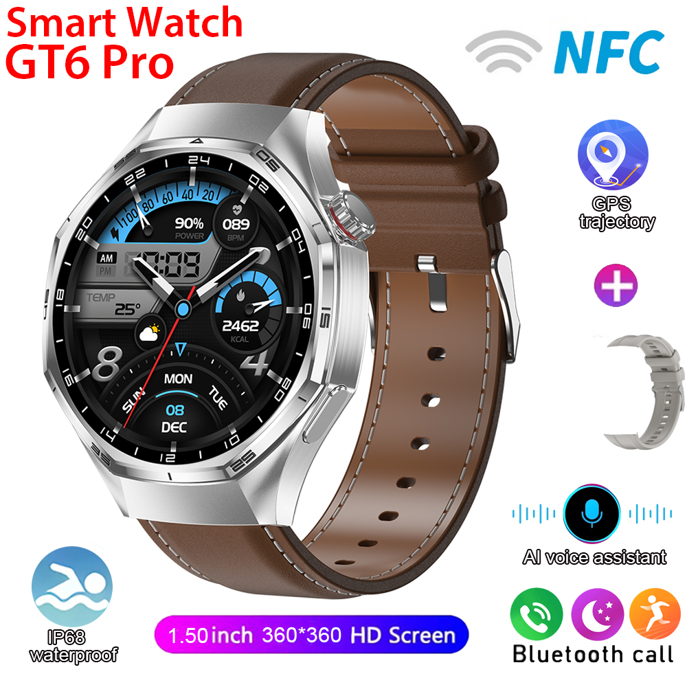 2026 Nuovo Orologio 6 Max Astuto Della Vigilanza Degli Uomini Della Vigilanza 6 AMOLED HD Schermo Bluetooth Chiamata GPS Traiettoria NFC Frequenza Cardiaca Bussola SmartWatch: Rosso