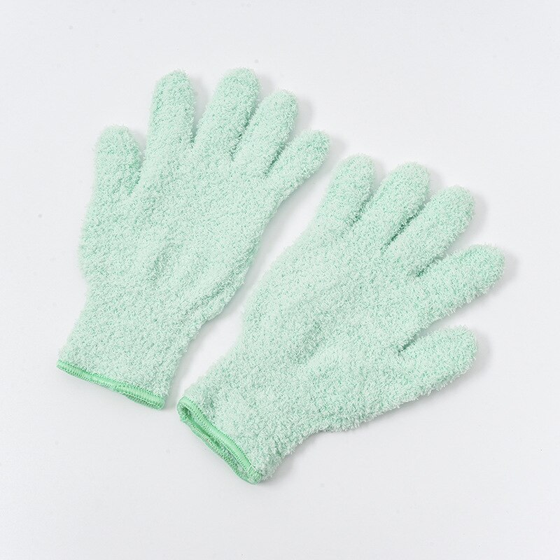 Gants anti-poussière en microfibre, 1 paire, en molleton de corail, pour le nettoyage et les travaux ménagers, absorbant: Aqua blue