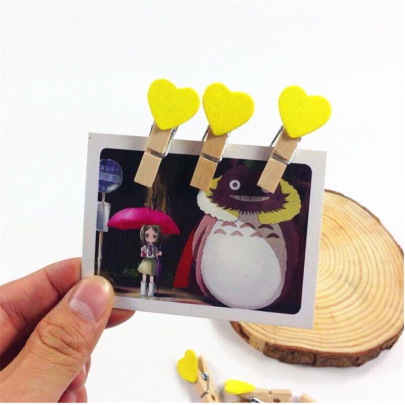 10 stuks gele houten paperclips, houten knijpers, mini-tasklem, bruiloftsspecial