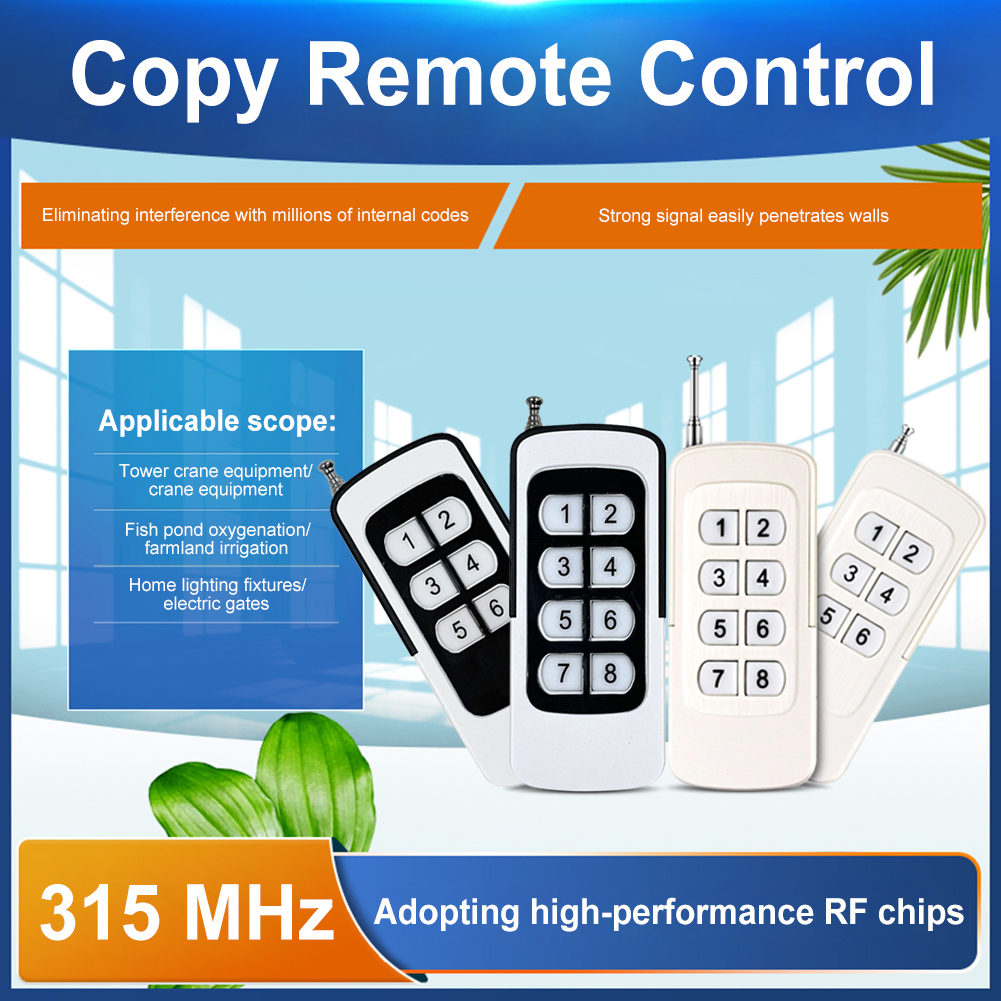 315MHz/433MHz Garage Door Gate Opener 6/8 Buttons Wireless Clone Switch Universal Distance Control Replacement for Vehicle Car