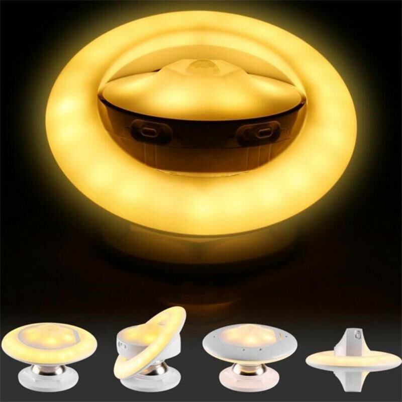 Ufo Motion Sensor Night Light Children 360 Degree Rotating Lamp Sensor Luminaire Baby Lamp Battery Powered Led