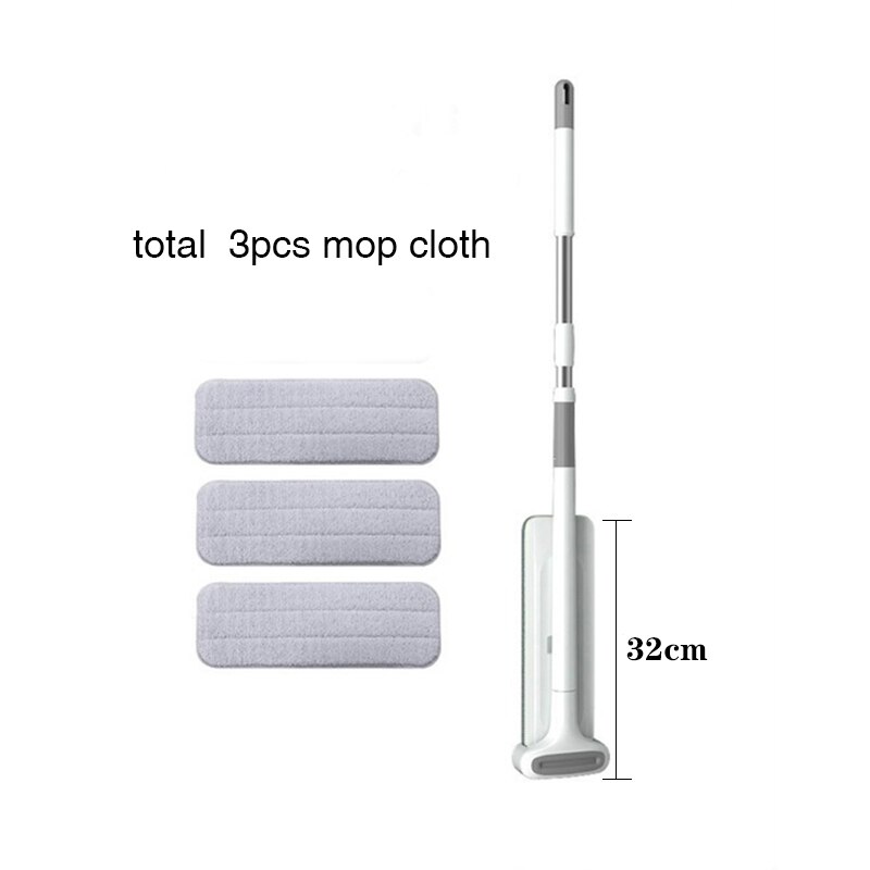 Balai serpillière en microfibre avec 3 pièces, avec tête rotative à 360 °, grattoir pour le nettoyage des sols, outils de cuisine à domicile: 32cm with 3Pc Pad