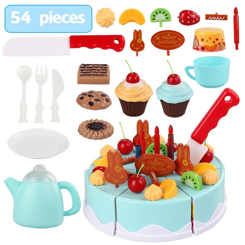 Mädchen simulation küche lebensmittel spielzeug 37-75 stück set DIY pretend zu spielen cut kuchen spielzeug geburtstag kuchen mit musik licht mädchen: 3