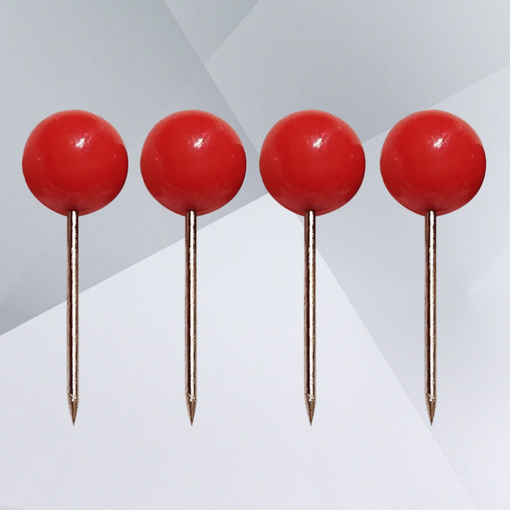 100Pcs Push Pins Round Ball Head Map Tacks with Stainless Point for Office Home Crafts DIY Marking (Red): Red