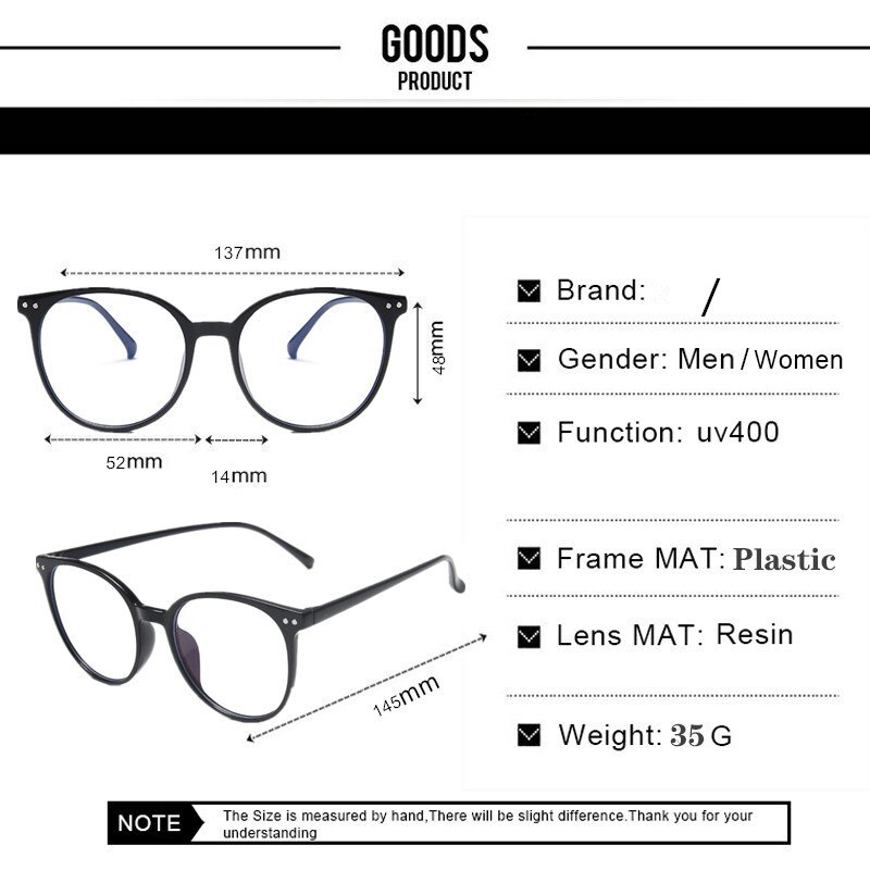 Montura de gafas redondas para hombre y mujer, monturas para gafas con remache de luz azul para miopía, gafas transparentes para ordenador