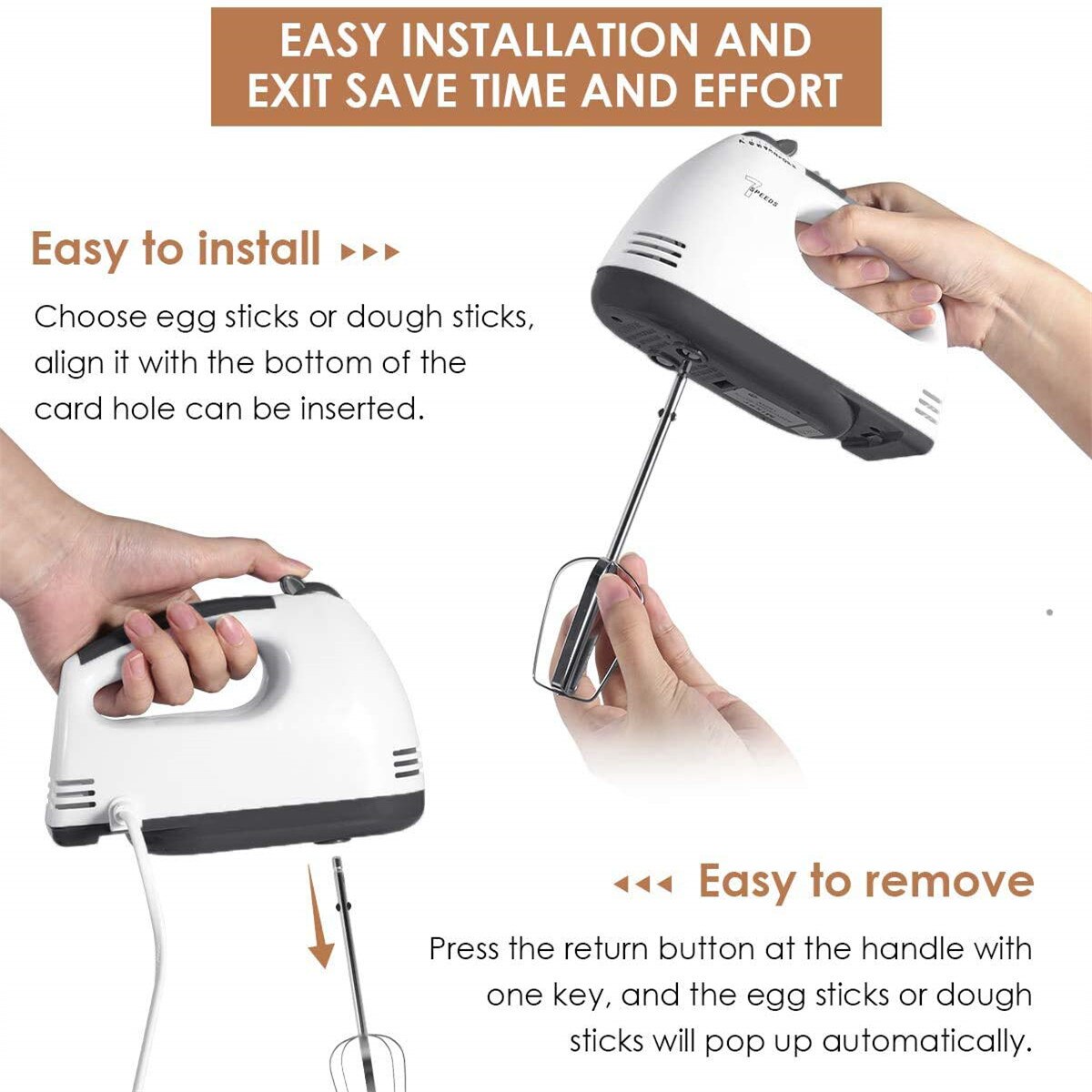 7 Speed Hand Mixer Electric Portable Kitchen Hand Held Dough Mixer Multifunctionele Immersion Blender Whisk for Food Whipping