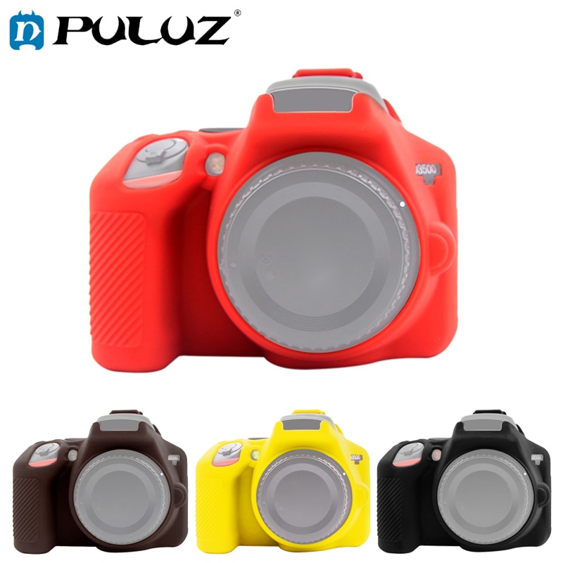 Puluz Cover Case Voor Nikon D3500 Zachte Siliconen Rubber Camera Beschermende Body Cover Case Skin Camouflage Geel Camera Tas