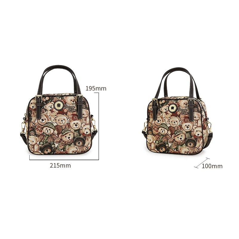 Danny Bear Vintage Tas Bear Gedrukt Vrouwen Handtas Stof Materiaal Causale Zachte DBTB9915002-032