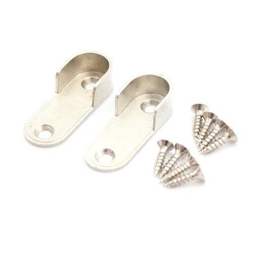 1 pair Wardrobe tube support Clothes Holder bracket Hanging Rod fitting for tube of Dia.16mm + 4 Screws