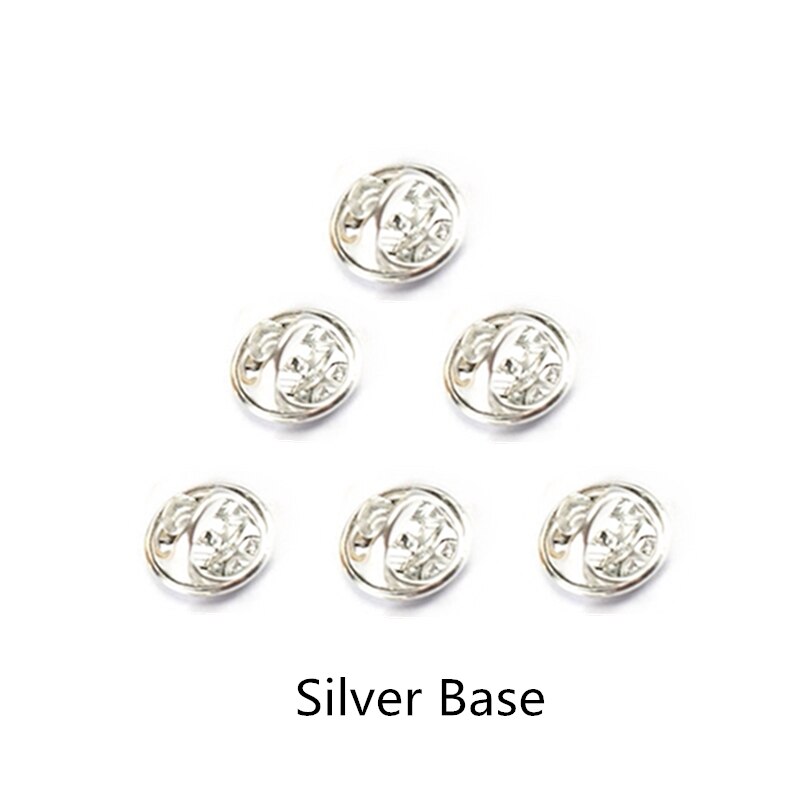 50 conjuntos oro plata Color Base mariposa broche Base soporte cobre Metal broche pines insignia soporte para hacer joyería Diy conclusiones: Silver Base