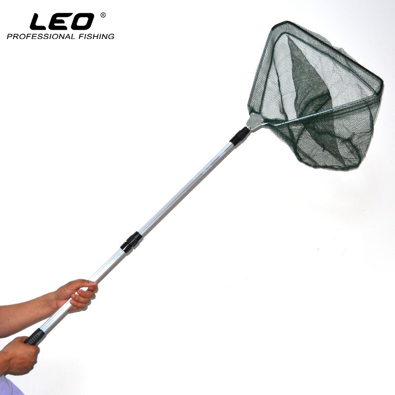 LEO Draagbare 3 Sectie Uitschuifbare Aluminium Pole Vissen Schepnet Driehoekige Brail Vissen Scoop Net 65-173cm Vissen tool