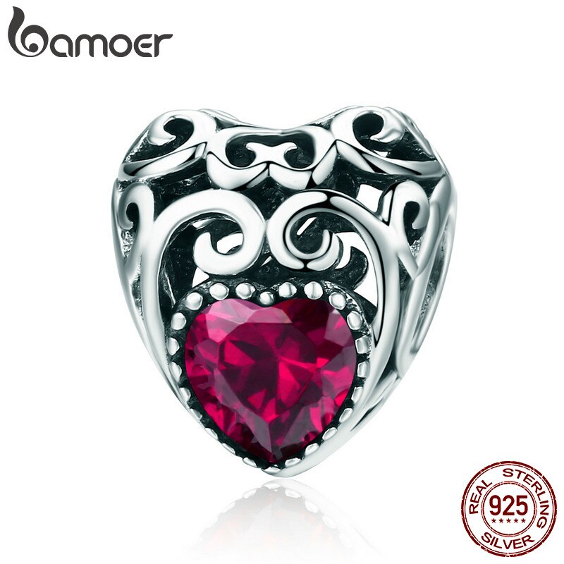 BAMOER Authentic 100% 925 Sterling Silver Month Birthst AAA Zircon Beads fit Charm Bracelet DIY Jewelry Making SCC573-10