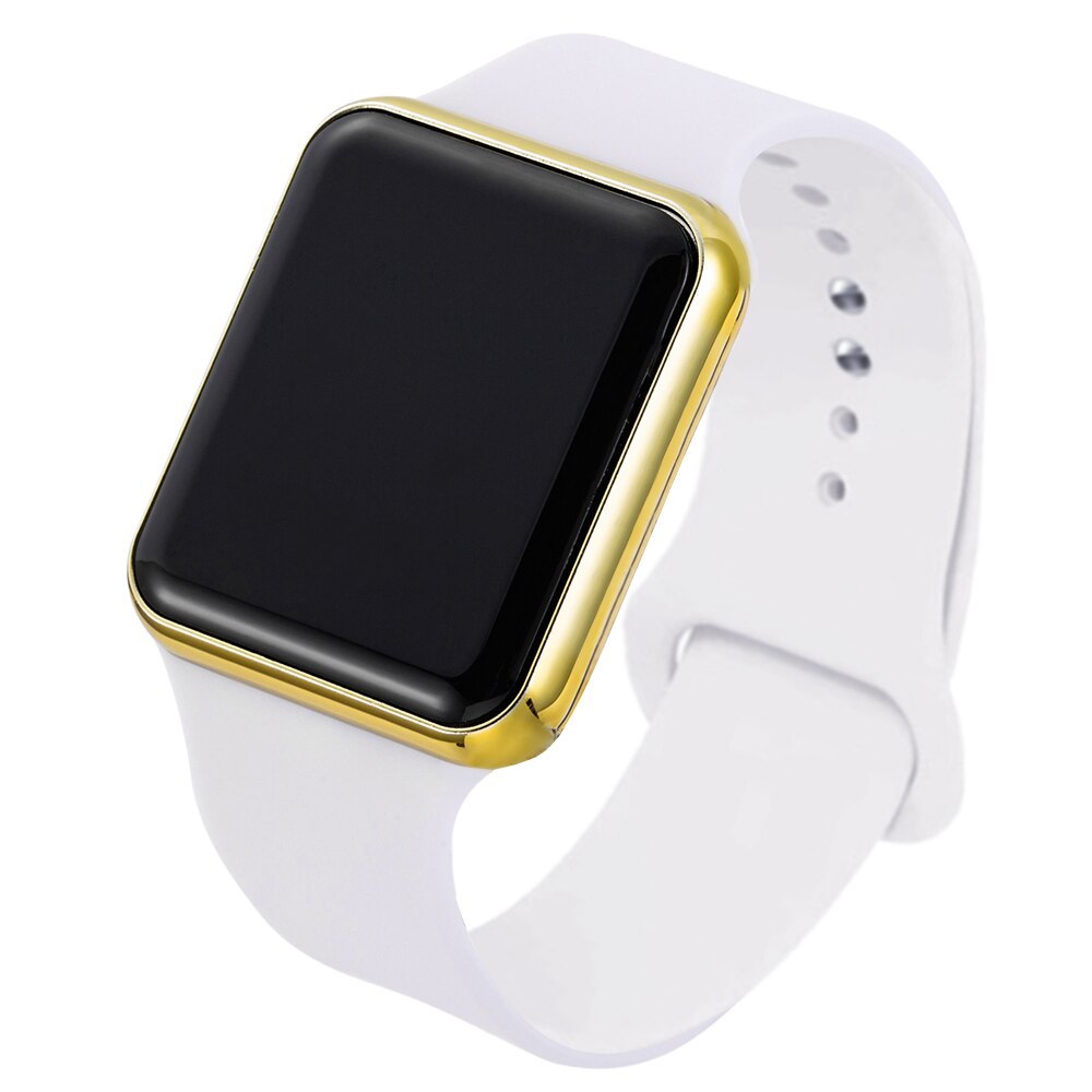 Kvinder mænd unisex sport led digitalt armbåndsur silikonerem elektroniske ure ure relogio feminino: Hvidt guld
