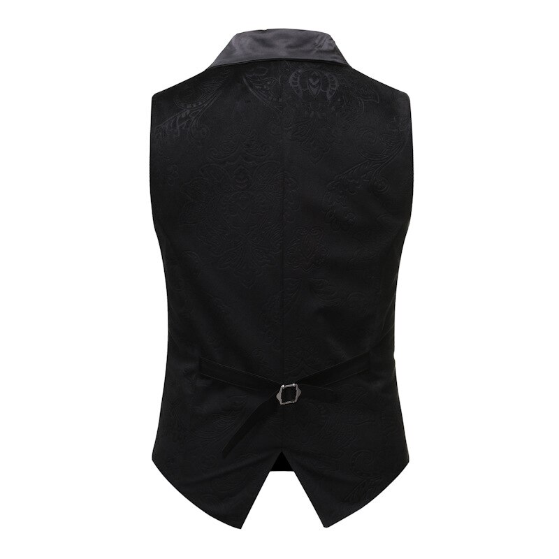 Chaleco Punk de Jacquard para hombre, prenda de terciopelo de un solo pecho, ajustada, de esmoquin para boda, color negro, Otoño, 2022