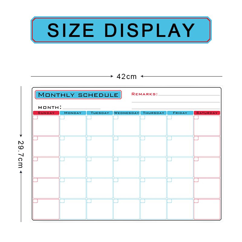 Tableau blanc mensuel de calendrier magnétique - tableau magnétique de  réfrigérateur