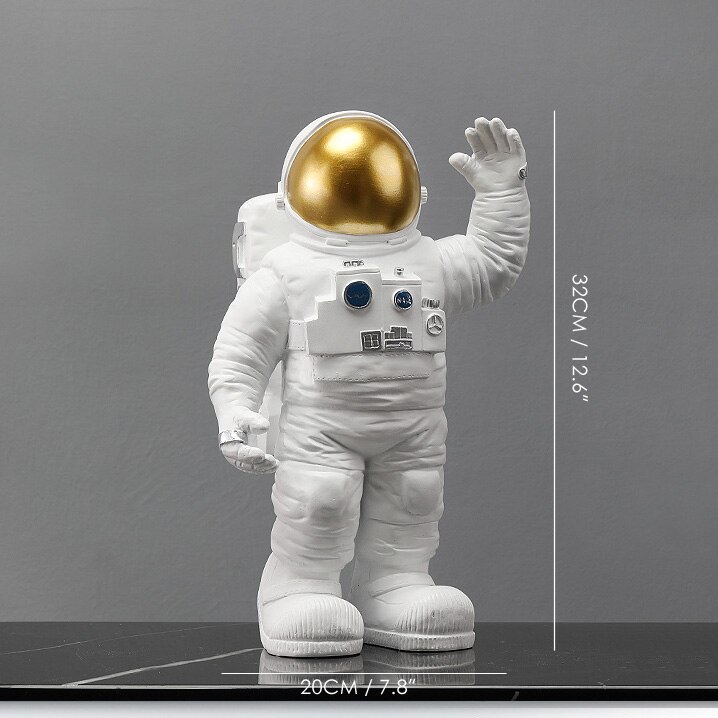Figurine astronaute blanche cosmonaute Figurines lune Statue espace homme Sculpture décoration de la maison Miniatures ornement de table pour les enfants: D Gold