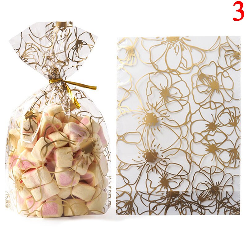 50Pcs Plume Plastic Bag Cookie Candy Bags Wedding Birthday Favors Birthday Party Snack Bag Packaging: N3