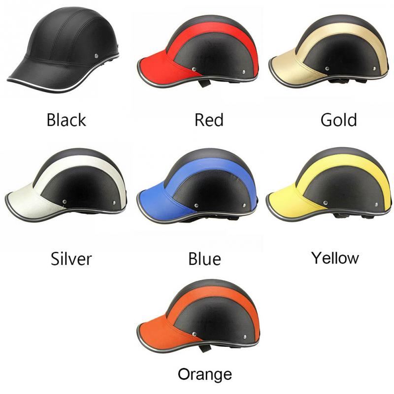 Sport Fietsen Baseball Cap Helm Outdoor Veiligheid Motorfiets Fiets Duurzaam Kleurrijke Warme Lederen Half Helm: Silver