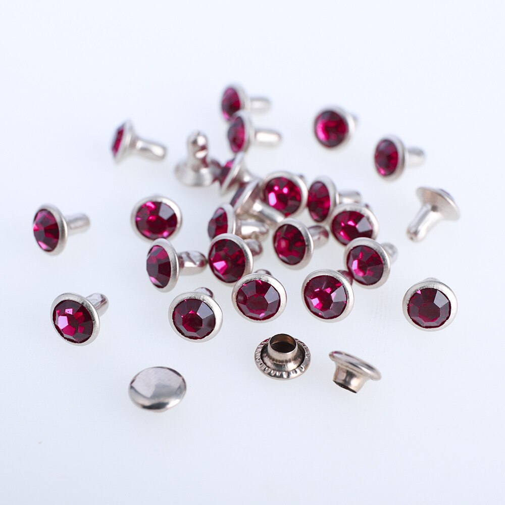 Juego de tachuelas de diamantes de imitación para manualidades, juego de tachuelas de Cristal AB de 6/8mm para manualidades, bolsa de ropa, broca de cuero, 100