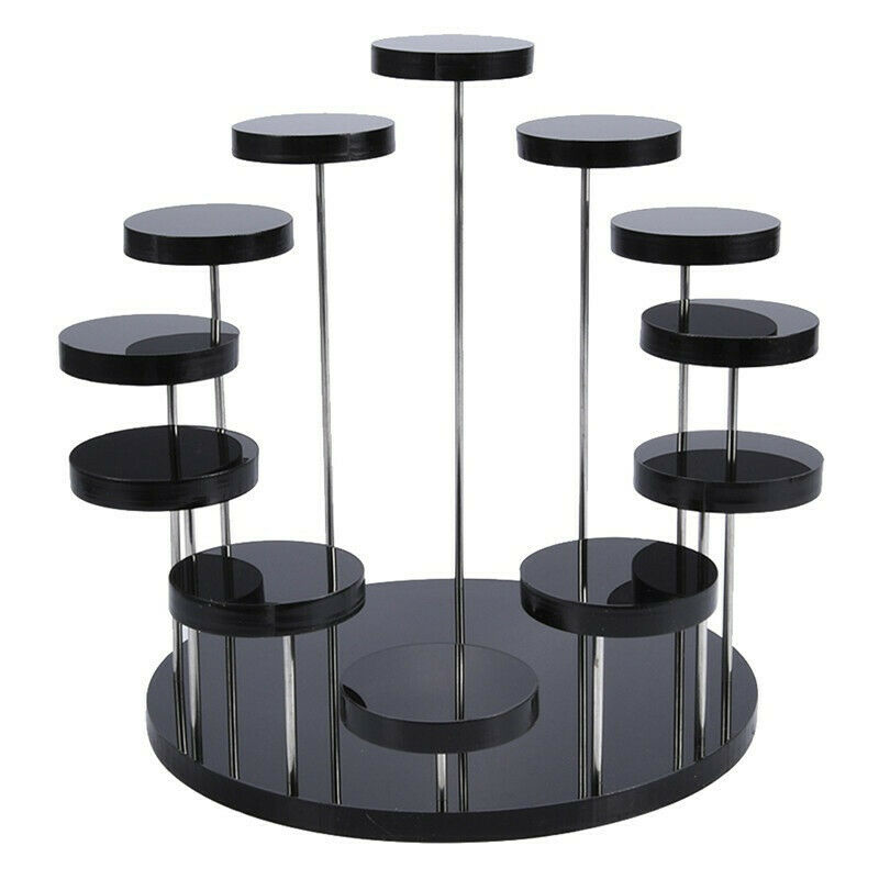 3/12 rund cupcake stativ akryl display stativ för smycken tårta dessert rack party dekor: Svart l