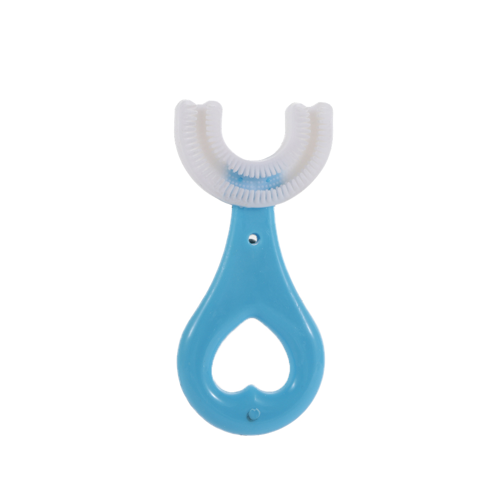 Bambini portatili in Silicone 2-12 anni spazzolini da denti per bambini cura orale spazzolini da denti a forma di U spazzole per la pulizia dei denti: blue Age 2-6