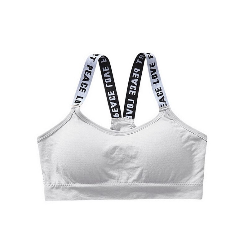 Sujetador deportivo para mujer, Top de tubo sin anillo de acero, ropa interior de talla grande, acolchado, estampado, para gimnasio, Yoga, belleza,: White