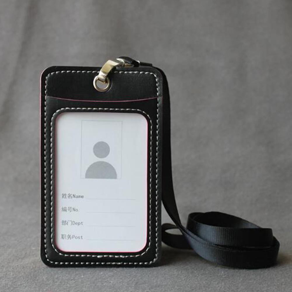 Men Women Adults Kids Leather ID Badge Bus Cards Holder Small Casual Lanyard Credit Card Case Business Organizer Bag: 2