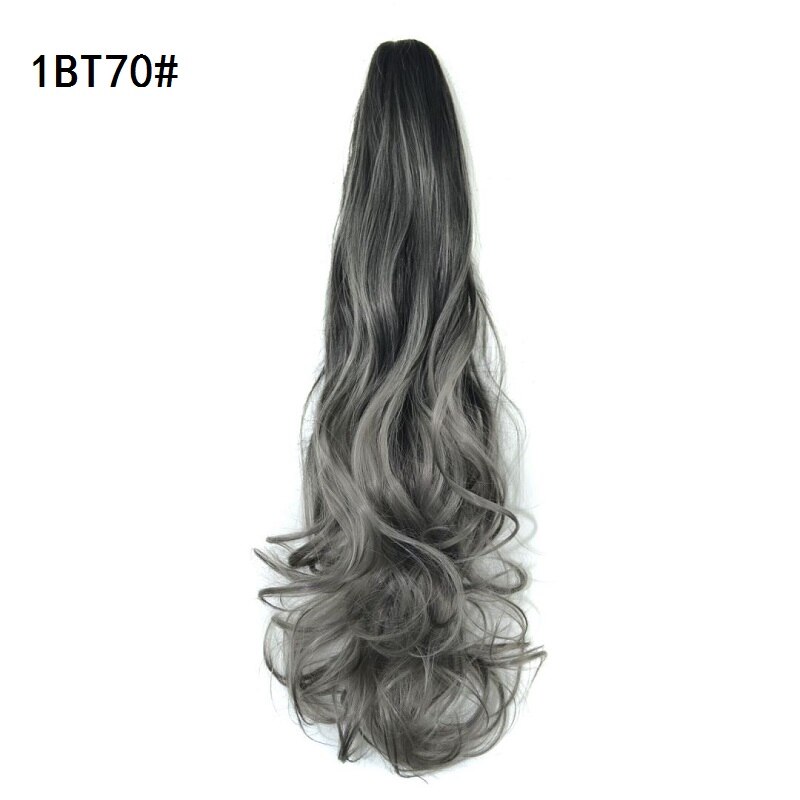 WIGSIN-extensiones de cabello rizado sintético para mujer, extensiones de cabello con Clip de cola de caballo, color negro, rojo y azul, 20 pulgadas de largo: 1BT70