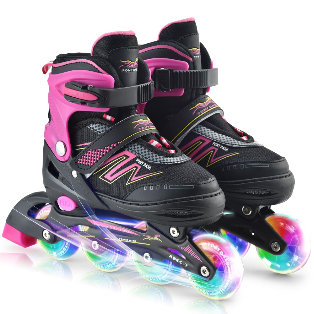 Adjustable Inline Skates with Illuminating Wheels for Kids Boys Girls Outdoor Skates Shoes Roller Skates for Adult Women Men