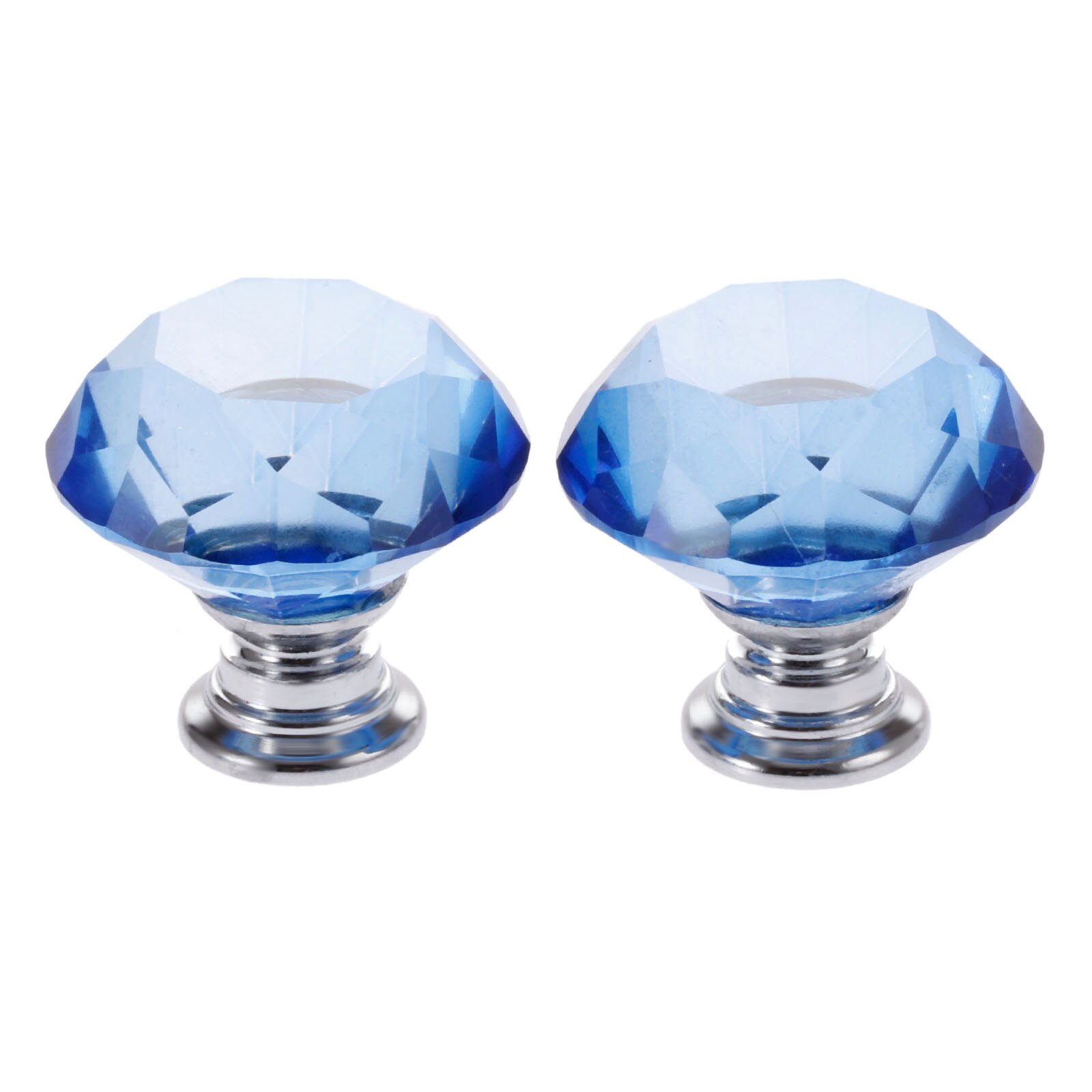 2x blå 30mm diamant form krystalglas drejeknapper skuffe træk håndtag køkken dør garderobe hardware