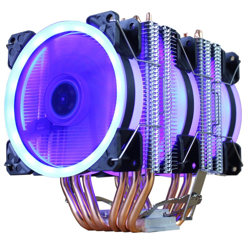CPU Cooler 6 Heat-Pipes Dual-Tower Cooling 9cm RGB Fan LED Fan Support 3 Fans 3PIN CPU Fan For AMD And For Intel: 3 Fan LED 4pin Blue