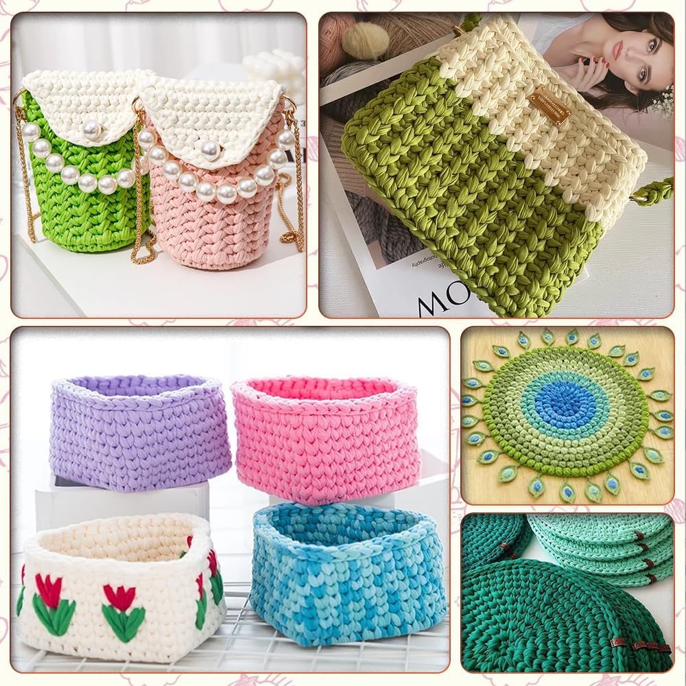 400 g/unidad de hilo de tejer grueso, tela elástica de hilo para camiseta, bolsa DIY, manta, cojín, proyectos de ganchillo