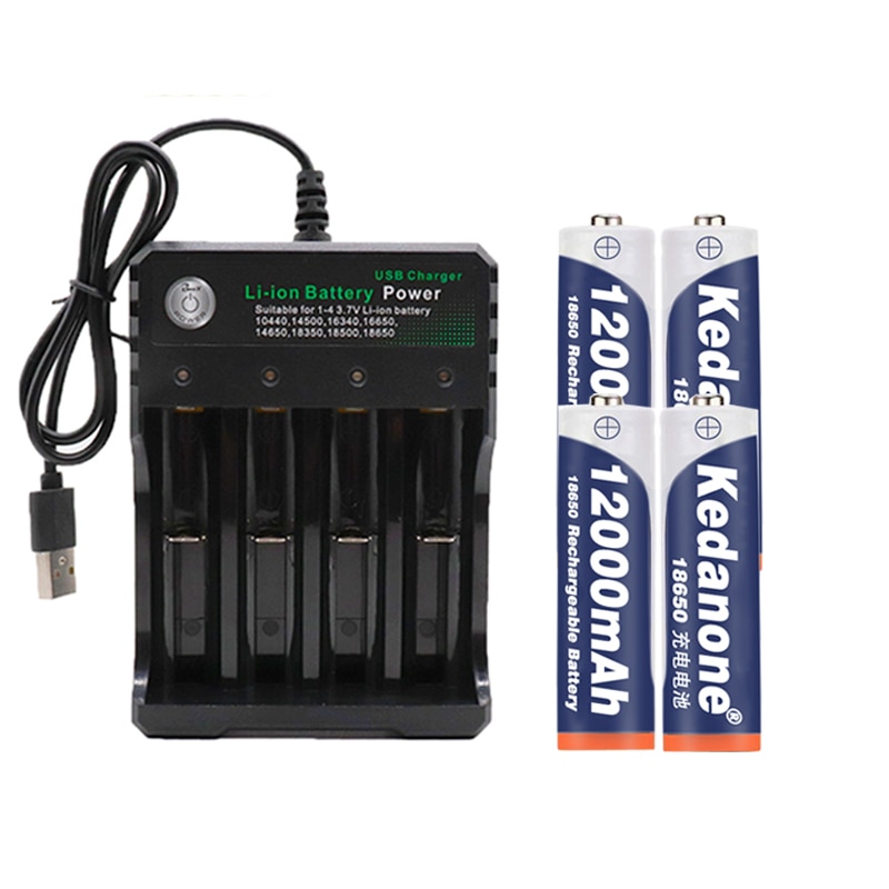 18650 batterij 3.7 V 12000 mAh oplaadbare li-ion batterij voor Led zaklamp batterij 18650 batterij + USB lader