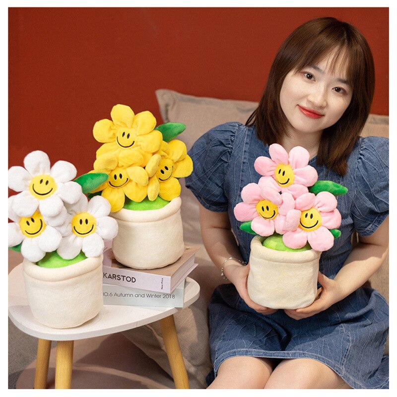 Jouet en peluche tournesol plante en pot succulente, décoration créative pour chambre à coucher, d&#39;ornement