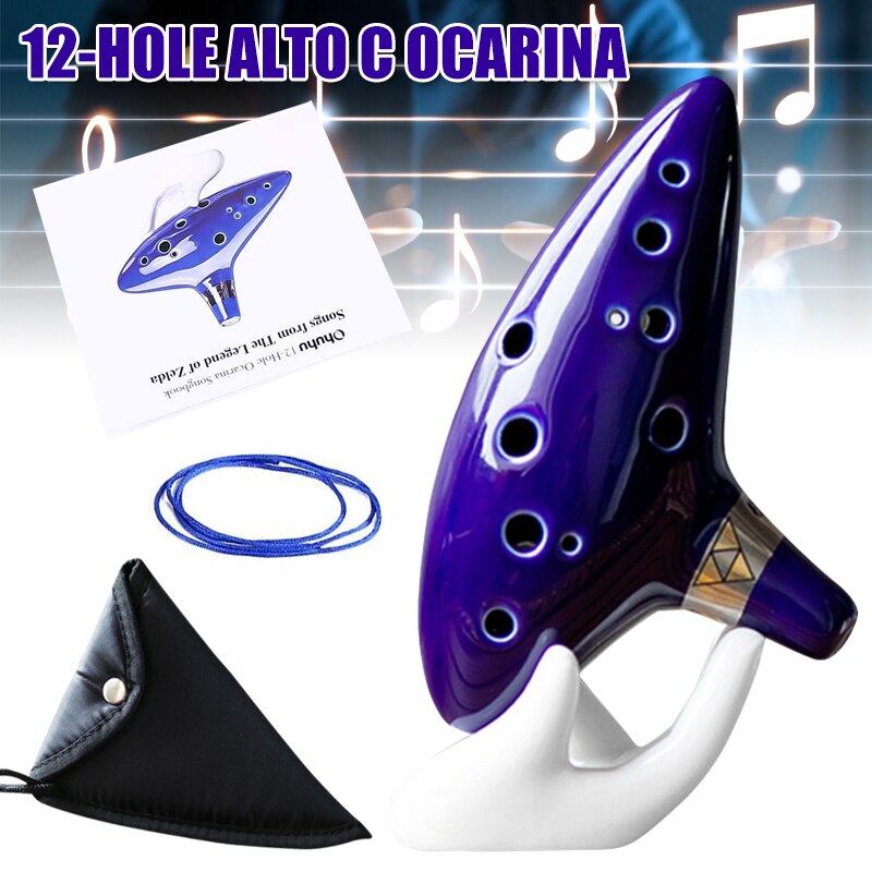 Ocarina med sangbog 12 huls alt c ocarinas leg med display stand beskyttelsestaske asd 88: Default Title