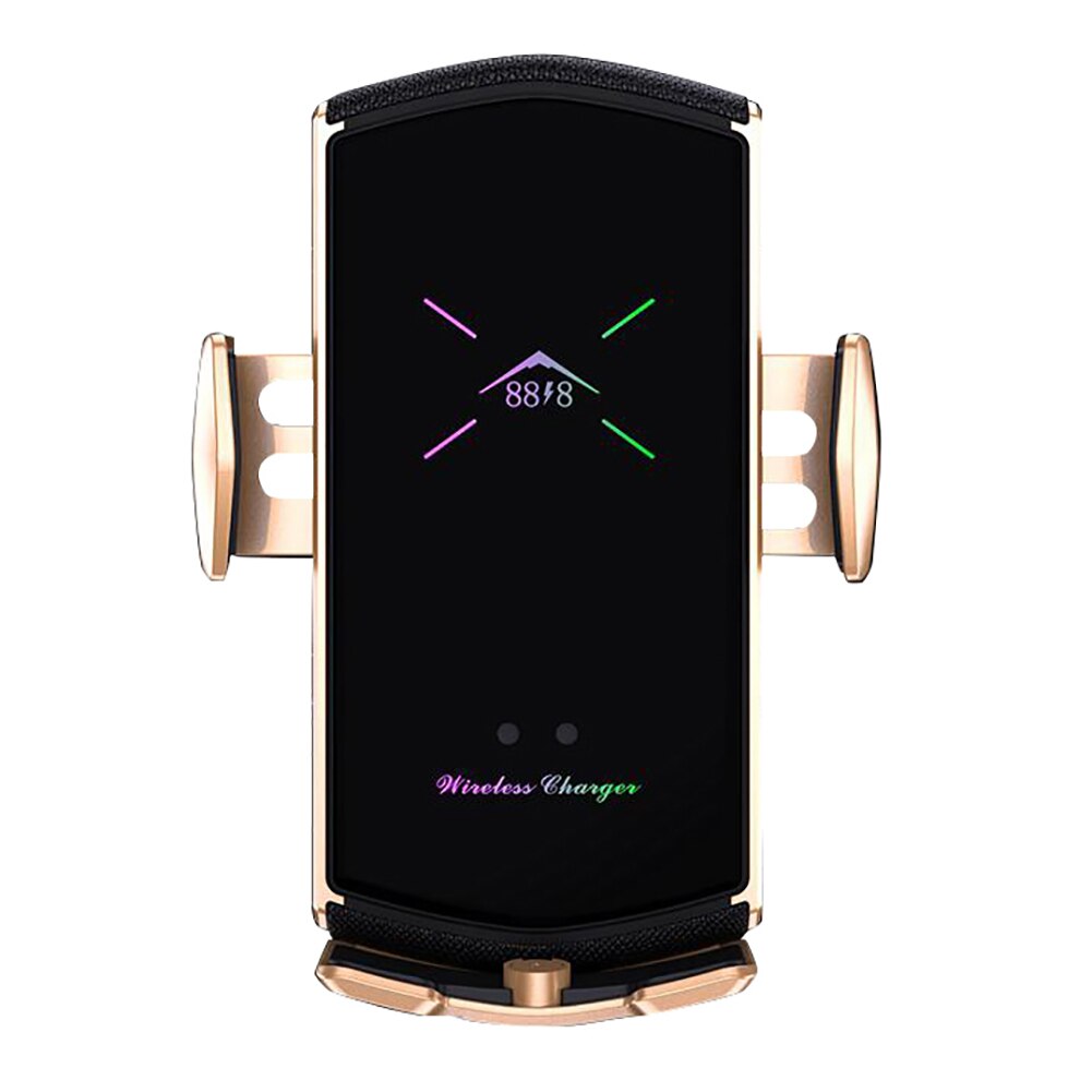 Chargeur sans fil voiture Support de téléphone pour iPhone X 8 7 6 Samsung S9 voiture évent Support de Support de téléphone Support de Support de Smartphone: Golden