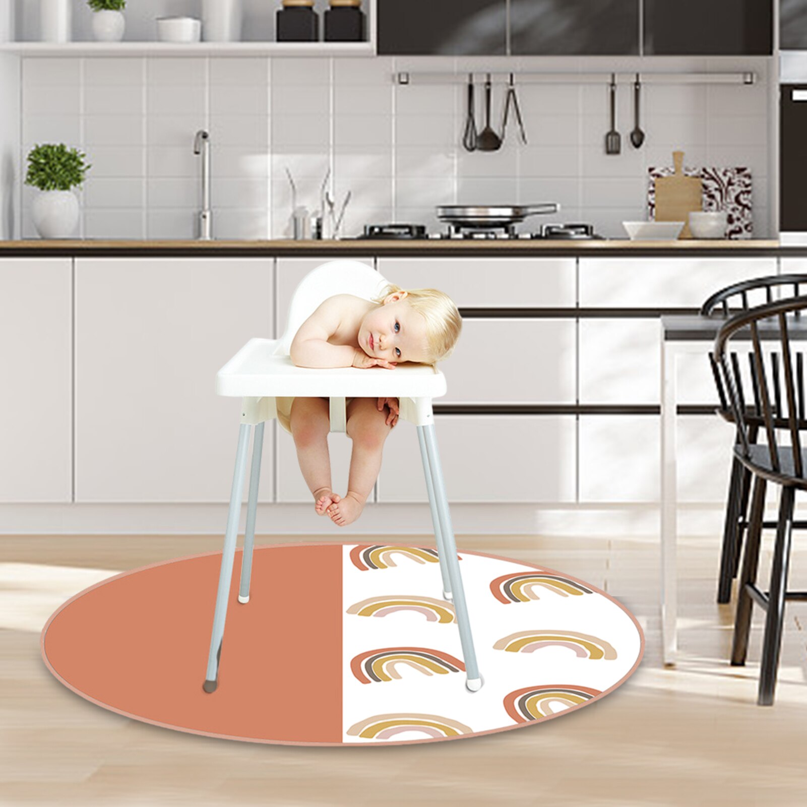 Hochstuhl Boden Schutz Matte Anti-Unterhose Silikon Stelle matt Baby Eatting matt freundlicher Runde Boden Krabbeln Spielen matt